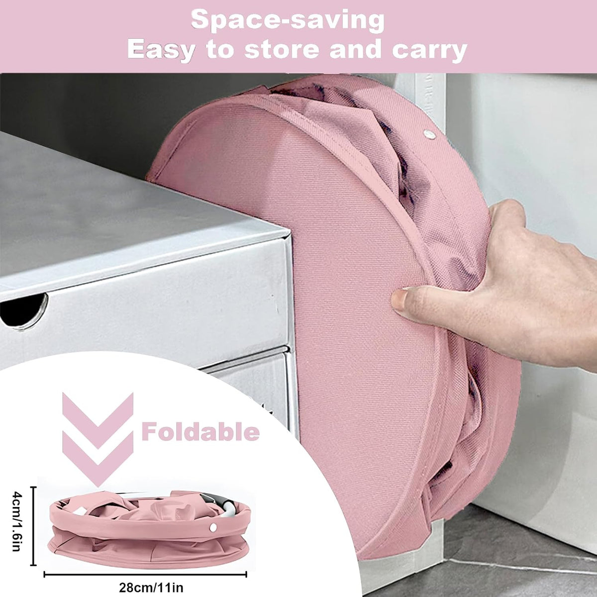 Cleaning Caddy with Handle, Cleaning Products Organiser, 17L Foldable Storage Basket, Cleaning Caddy Organiser, Portable Multi Cleaning Bucket Bag for Home, Garden (Pink)