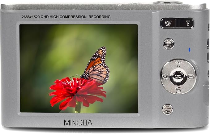 Minolta MND20 44MP Digital Camera – 2.7K Ultra HD Video, 16X Digital Zoom