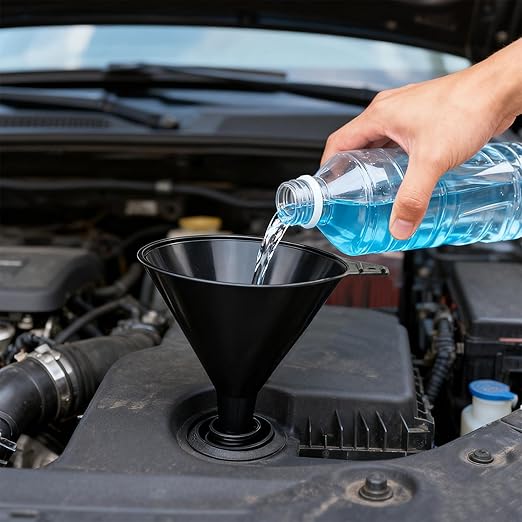Plastic Funnel Set, Kitchen Funnels for Filling Bottles, Automotive Oil Funnels for Liquid Lubricants and Fluids, Leak-Proof Design Fits Cars, Motorcycles & Home Containers, Black