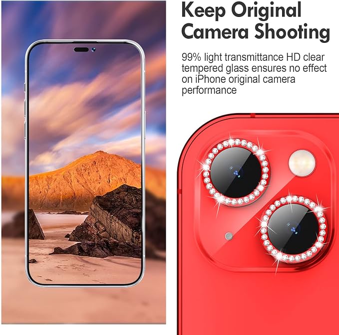 for iPhone 14 / iPhone 14 Plus Camera Lens Protector Bling, 9H Hardness