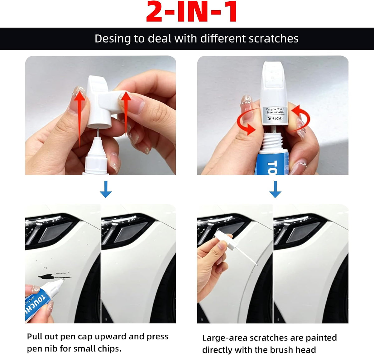 Carbonized Gray Metallic(M7) Touch Up Paint Compatible with Ford 2-in-1 Car Scratch Repair Pen for Rock Chips, Door Scratches&Paint Nicks Exact Color Match Quick Dry DIY Fix for F-150 Explorer