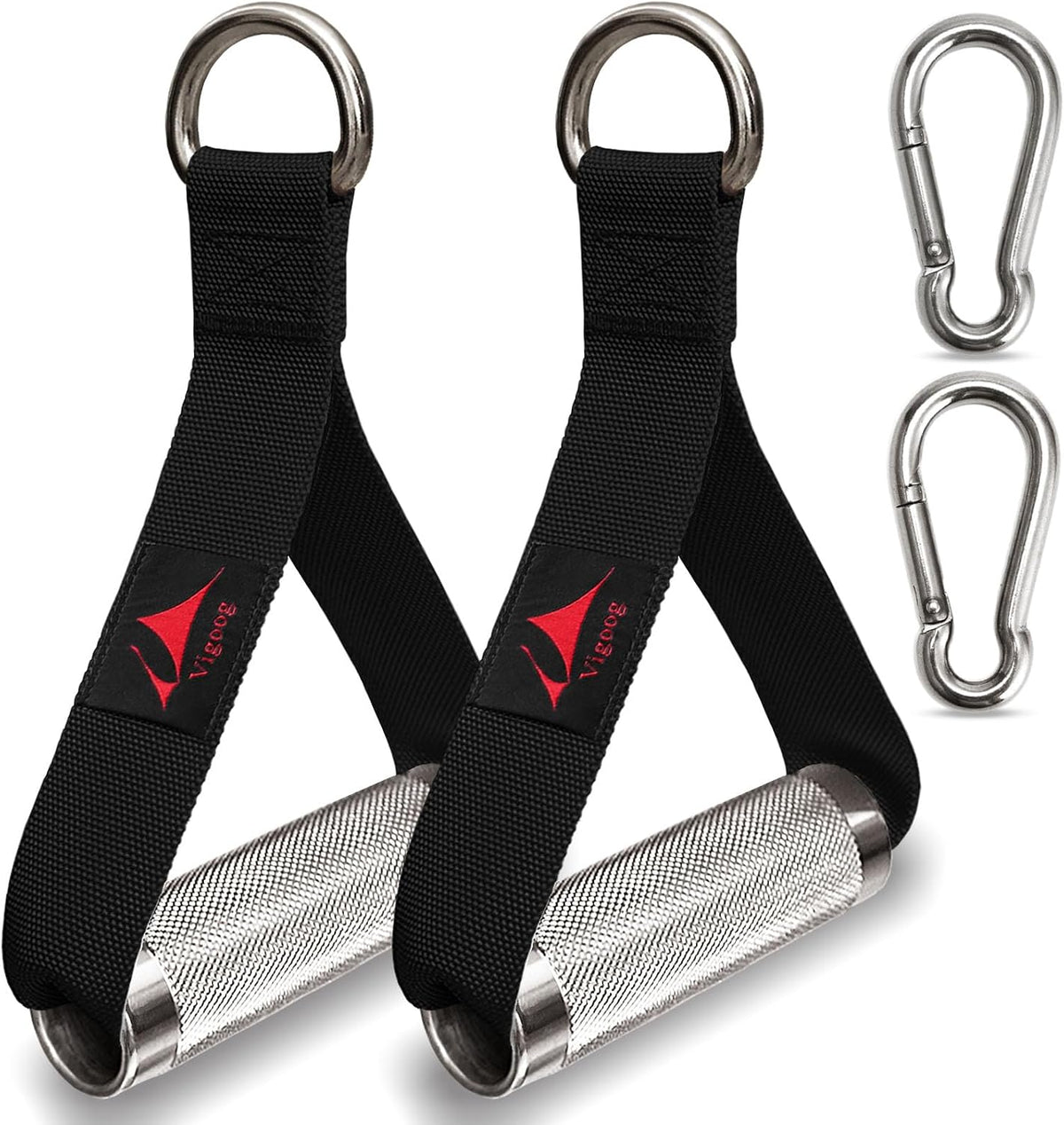 Skiennix Heavy Duty Metal Workout Handles - Replacement Grip Attachments for Cable Machines & Resistance Bands
