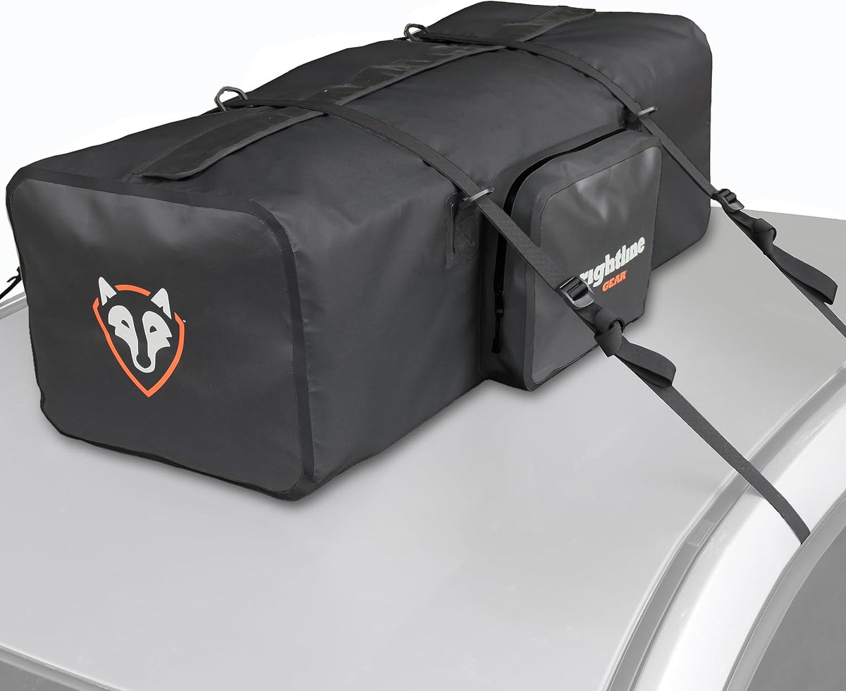 Rightline Gear Car Top Waterproof Duffle Bag For Travel, Attaches With or Without Roof Rack, 120 Liters, Black