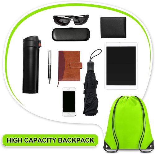 Grneric Drawstring Bags - 14 Pcs Cinch Sackpack for Men & Women | Light Green Gym Backpack