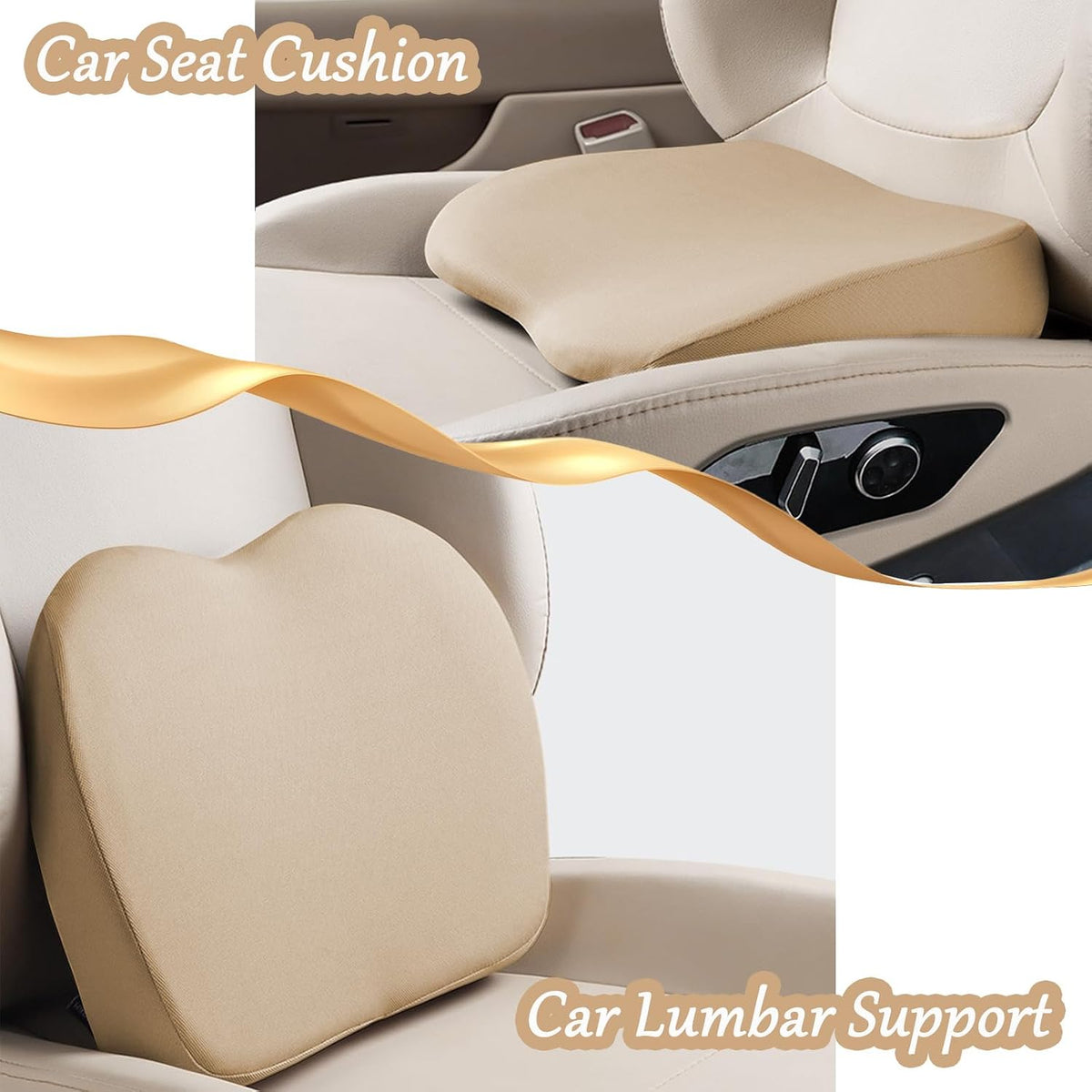 2 in 1 Wedge Car Cushions or Lumbar Support for Driving - 3.5 Inches Soft Memory Foam Driver Seat Cushion for Car Truck - Comfort Coccyx Cushion for Tailbone & Back Pain Relief, Black