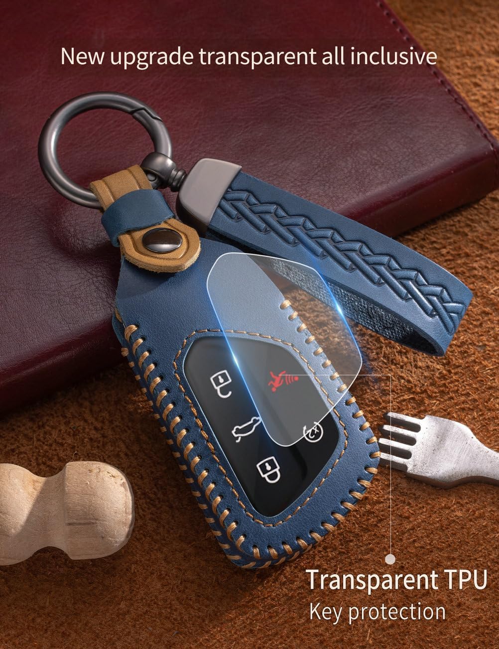 for Volkswagen Key Fob Cover Leather Car Key Case Keychain Fob Holder