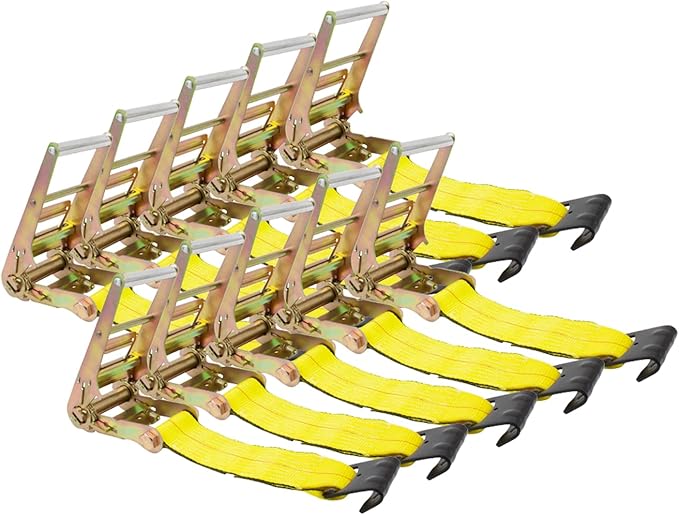 Mytee Products 10 Pack 4" Ratchet with 11" Flat Hook (No Strap) - Zinc-Coated Replacement Ratchet Only for 4 Inch Winch Straps - 5400 lbs WLL DOT Compliant Tie Down Accessory for Flatbed Trailer Cargo