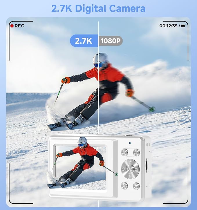 Compact Camera, 56MP Dual-Screen Digital Camera