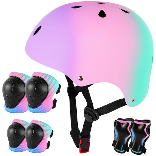 Kids Bike Helmet for 3-5-8-14+ Age Girls and Boys, Kids Helmet with Knee Pads Elbow Pads Wrist Guards,Ventilation Multi-Sport Scooter Rollerblading Skateboarding Cycling