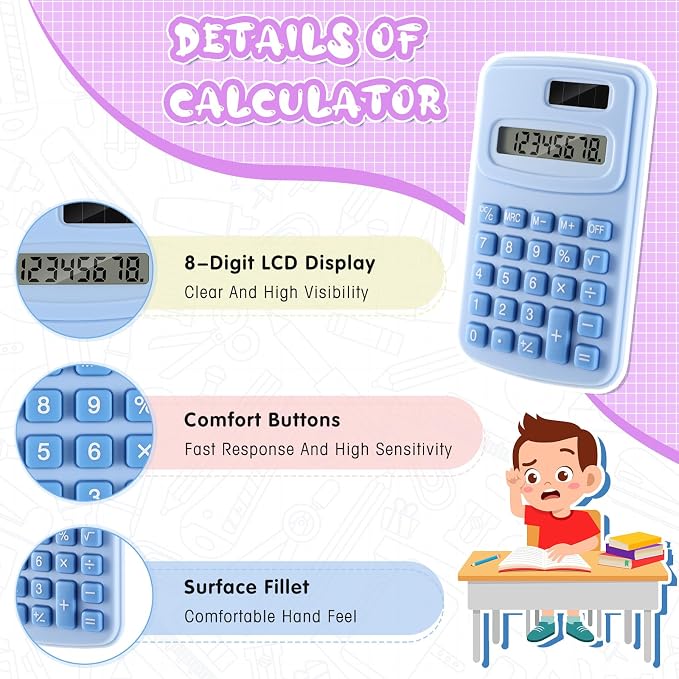 LEIFIDE 24 Pack Pocket Calculator Small Bulk Basic 4 Function Calculator 8