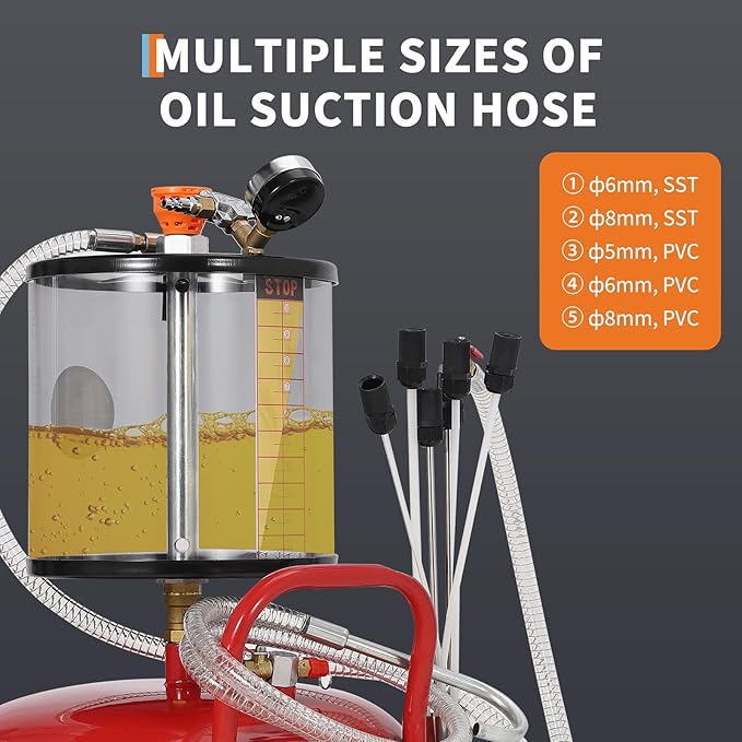 20 Gallon Waste Oil Drain Tank, Air Operated Portable Oil Drainer With Adjustable Funnel, Fluid Fuel Transfer Drainage With Wheels, Oil Change Container for Automotive Workshops