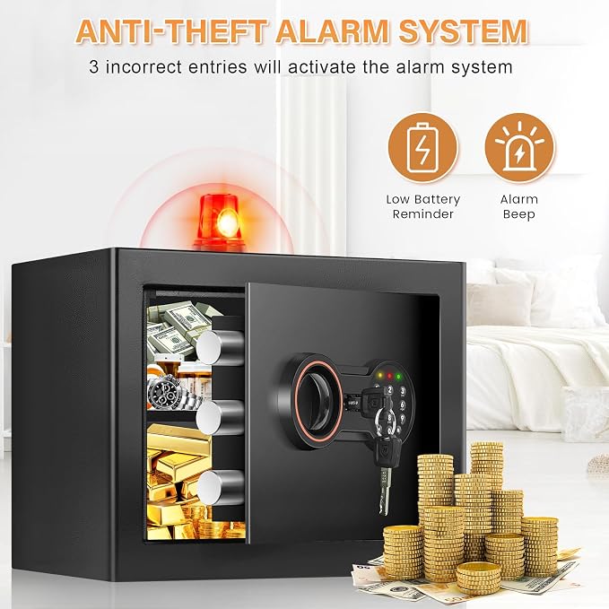 Small Safe for Home, 9.84"H Safe Box for College Dorm Room, Office & Home