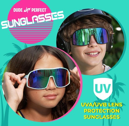 Dude Perfect Sunglasses - 2-Pack Black & Camo | Sporty, Durable UV-Protective Shades for Active Kids