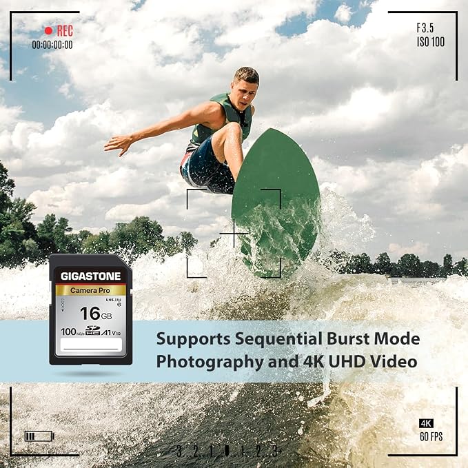 【5-Years Data Recovery】 GIGASTONE 16GB SD Card 2-Pack, Camera Pro, UHS-I A1 V10