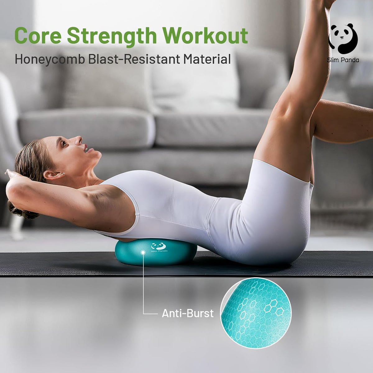 Slim Panda Pilates Ball - 9 Inch Anti-Burst Mini Yoga Ball for Stability and Core Strength