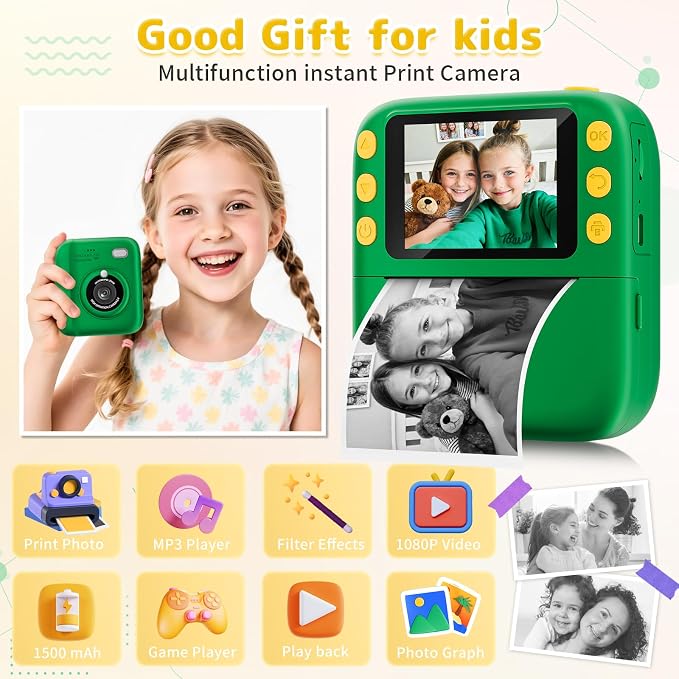 Instant Print Camera for Kids, Christmas Birthday Gifts for Girls Boys