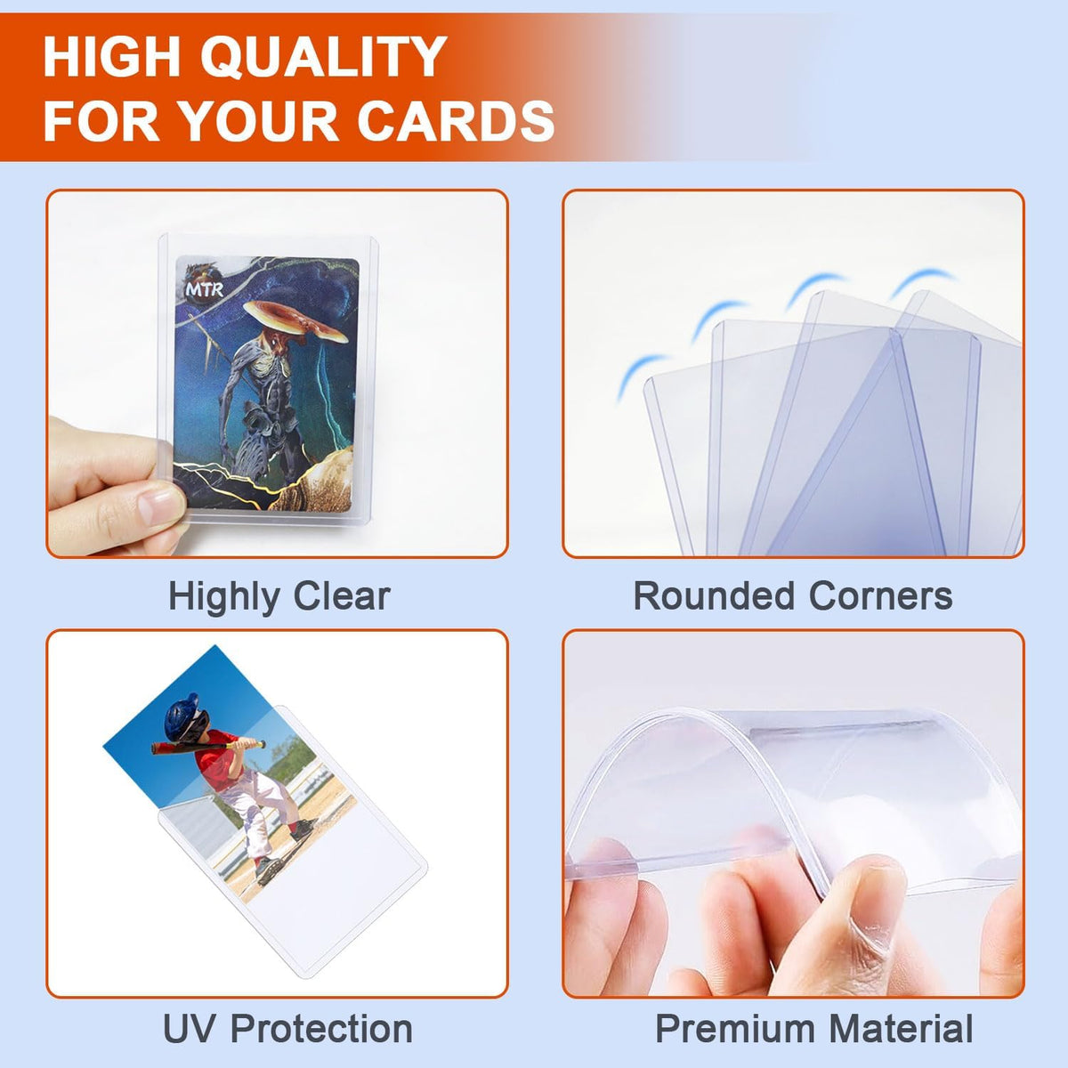 TARUMG Premium Baseball Card Sleeves - 200 Top Load Protectors for Trading Cards | 3" x 4" Standard Size