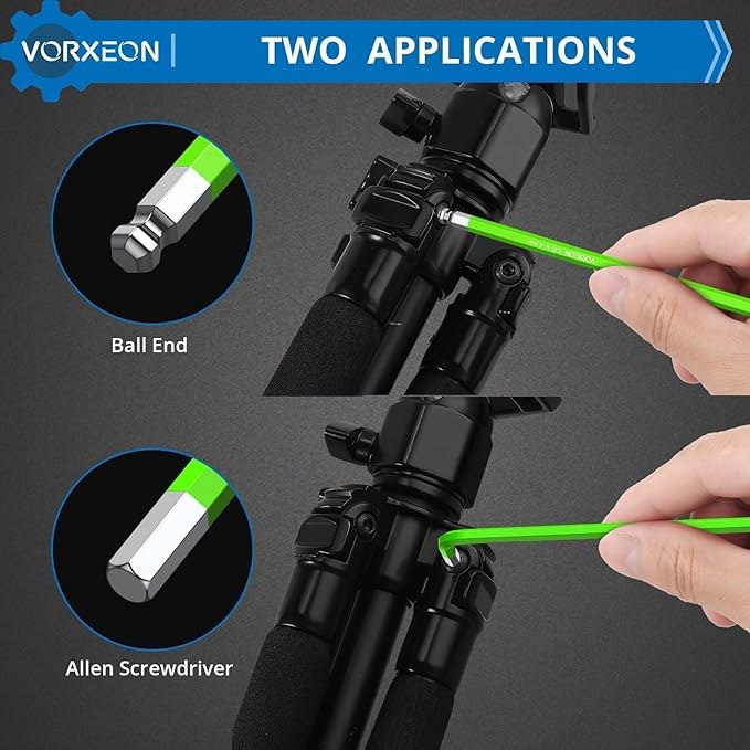 9 PCS Green Allen Wrench Hex Key Set 1.5-10 mm Metric Flat and Ball End Chrome Vanadium Steel and S2 Steel L-key For DIY Repair of parts