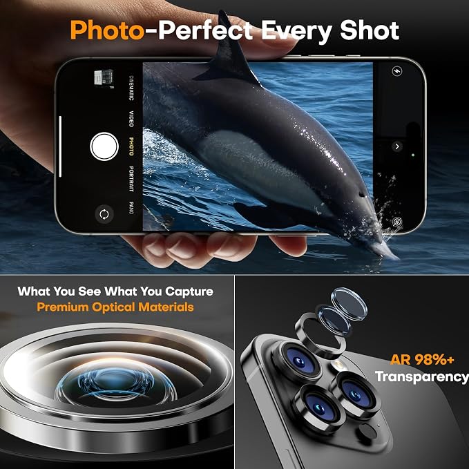 for iPhone 17 Pro/iPhone 17 Pro Max Camera Lens Protector, Tempered Glass