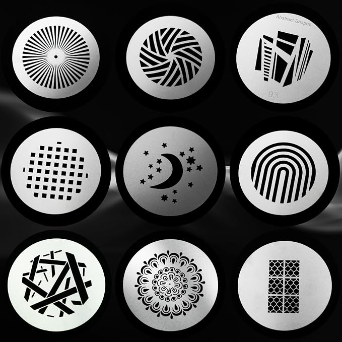18Pcs Round Gobos Kit for Optical Snoot, 66mm/2.6in Metal Plate Patterns for