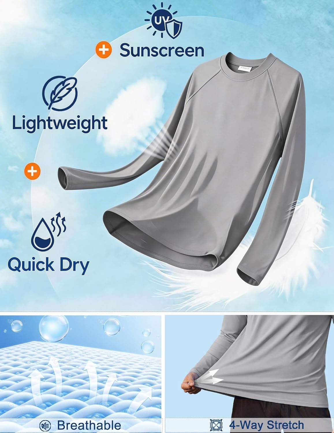 PINSPARK Men's UV Protection Long Sleeve Fishing Shirt - Quick Dry Camo Rash Guard for Active Wear