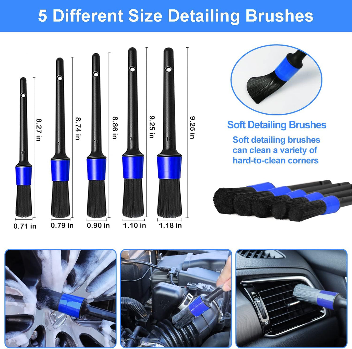 62'' Car Wash Brush Kit Mitt Mop Sponge with Long Handle, 1 Chenille Scratch-Free Replacement Head, Windshield Window Squeegee,Car Duster,Car Detailing Brushes,Tower,Car Cleaning Kit for Cars RV Truck