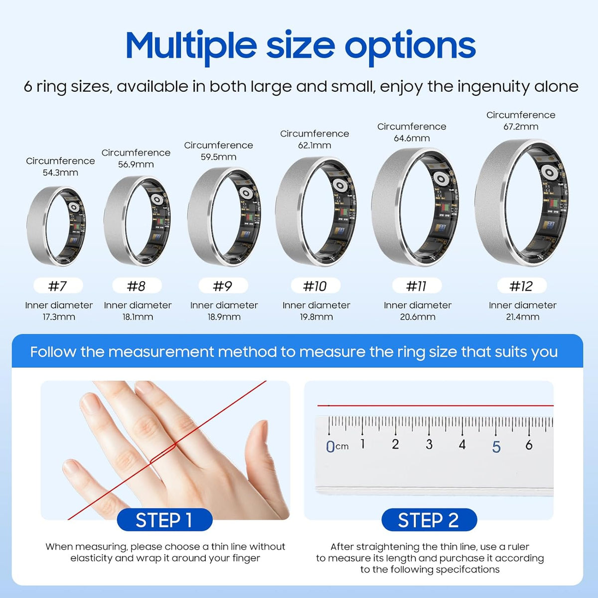 Smart Health Ring - Waterproof Fitness Tracker with Stress & Sleep Monitoring | Compatible with iOS & Android (Rose Gold, Size 8)