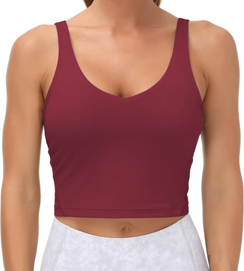 Gym People Women's Longline Sports Bra - Wirefree & Padded for Medium Support