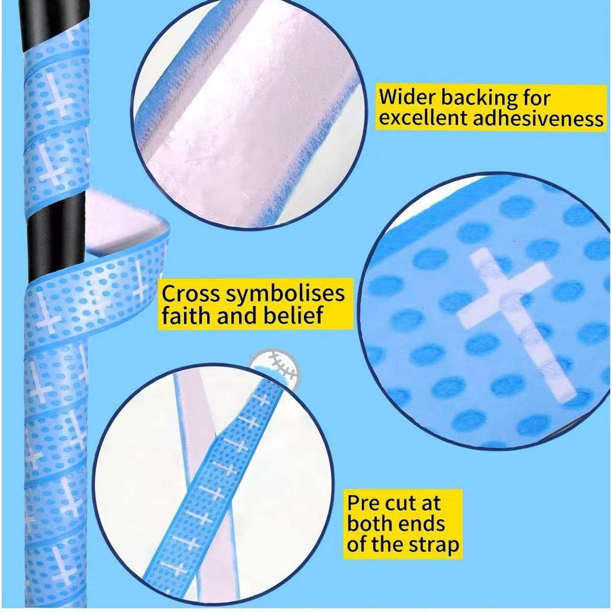 Skiennix Cross Baseball Bat Grip Tapes - Non-Slip Softball Grip | 1.5mm Precut & Full Size Options