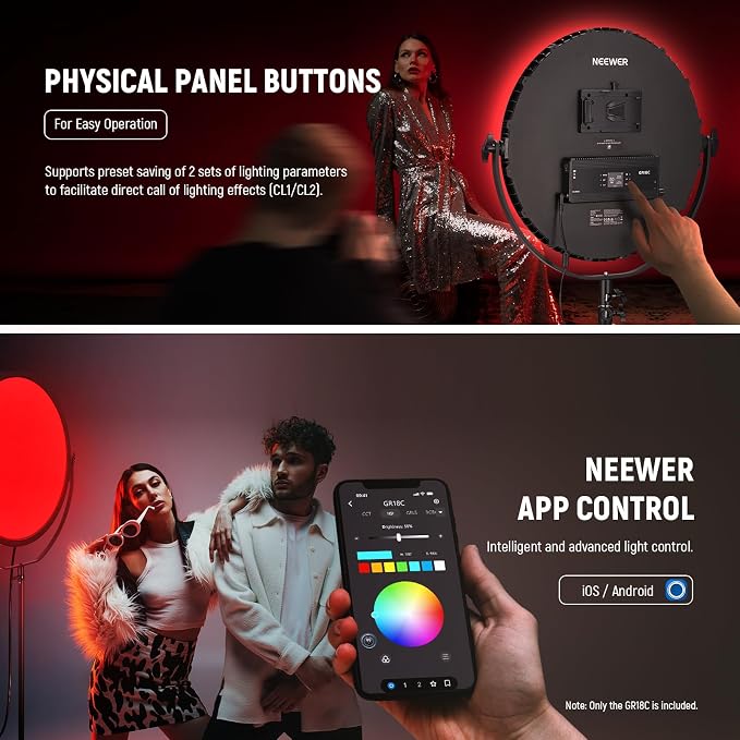 NEEWER 18" RGB LED Round Panel Video Light