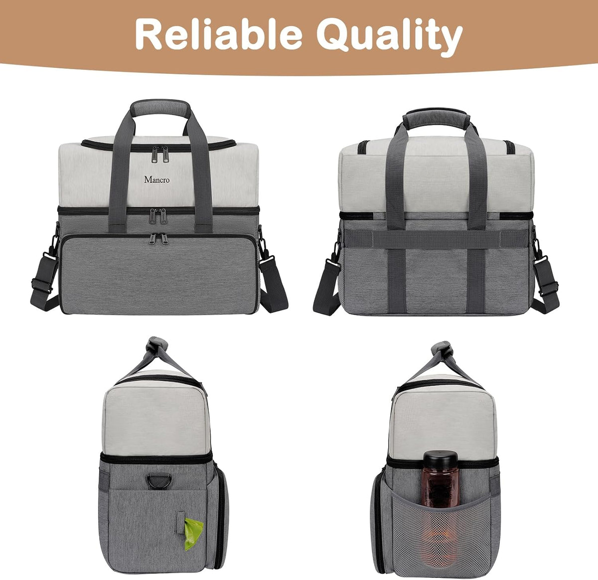 Mancro Dual Layers Dog Travel Bag, Dog Mom Gifts, Road Trip Essentials | Pet Travel Bags with 2 Extra Large Food Containers, 2 Collapsible Dog Bowls, Multi-Pockets Tote Organizer for Pet Supplies