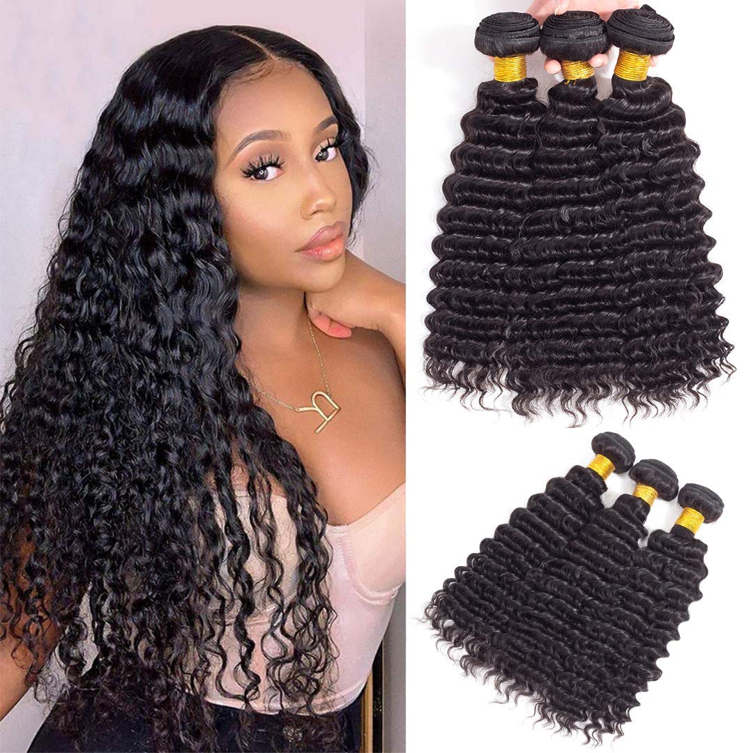 12A Brazilian Deep Wave Human Hair 3 Bundles 16'' 18'' 20'' 300G Pineapple Deep Wave Bundles 100% Unprocessed Virgin Remy Hair B