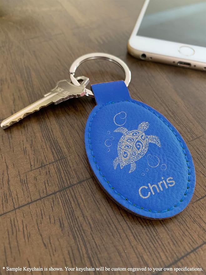 LaserGram Oval Keychain, Golfer Golfing, Personalized Engraving Included (Dark Blue)