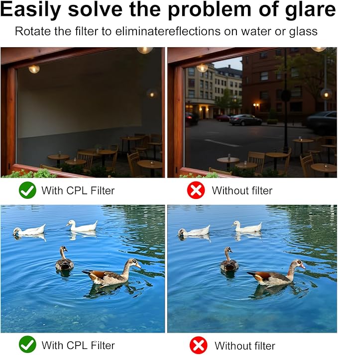 52mm Circular Polarizer Filter for iPhone and Android, CPL Lens Filter