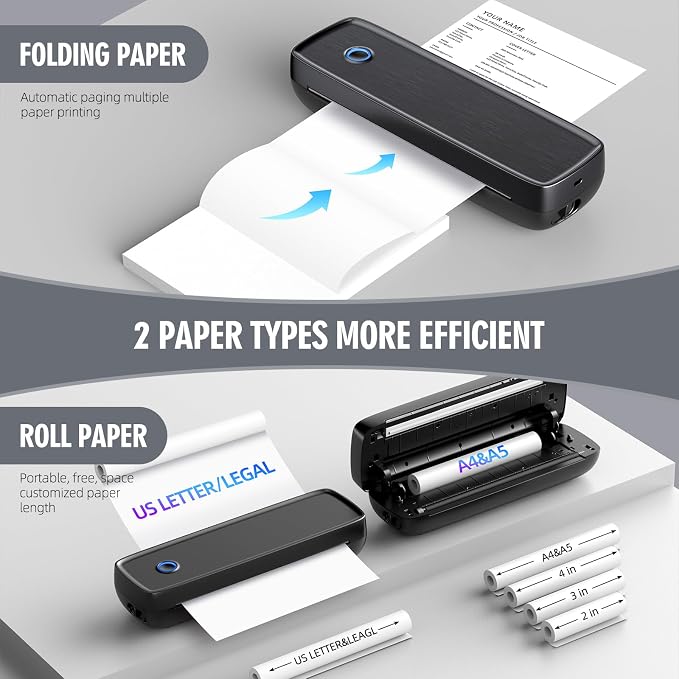 Portable Inkless Printer, Wireless Bluetooth Thermal Printer