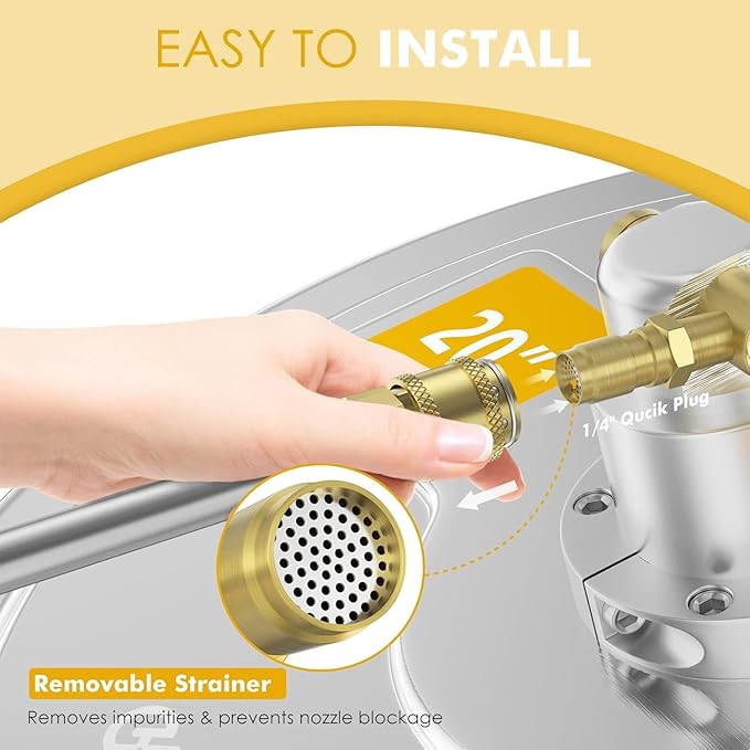 EVEAGE 20" Pressure Washer Surface Cleaner, Power Washer Surface Cleaner with 4 Wheels, Stainless Steel Housing Power Washer Accessories with 2 Extension Wand, 2 Replacement Nozzles (20inch-2)