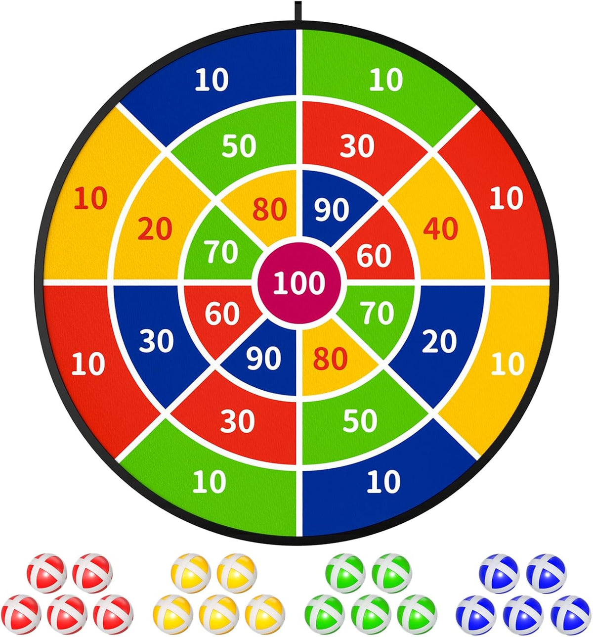 TEMI 29" Large Dart Board - Fun Indoor & Outdoor Game with 20 Balls | Perfect Birthday Gift for Kids Ages 3-12