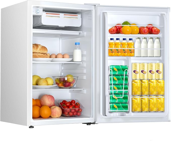 Electactic 4.5 Cu.ft Mini Fridge with Freezer, Compact Refrigerator with Reversible Single Door, Adjustable Thermostat, Low Noise, Energy Efficient for Office, Dorm, Bedroom, Apartment White