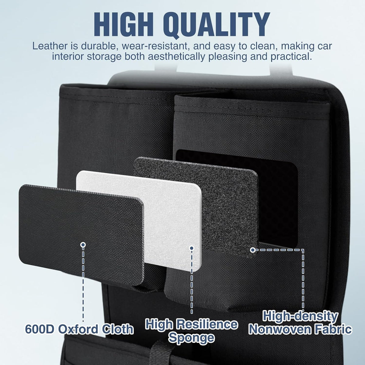 Nilight Car Seat Back Organizer 1PC Black Oxford Fabric Universal
