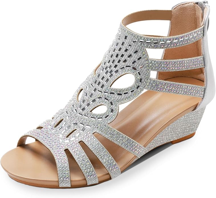 WOJWSKI Women's Slide Wedge Sandal Open Toe High Heel Zipper Back Platform