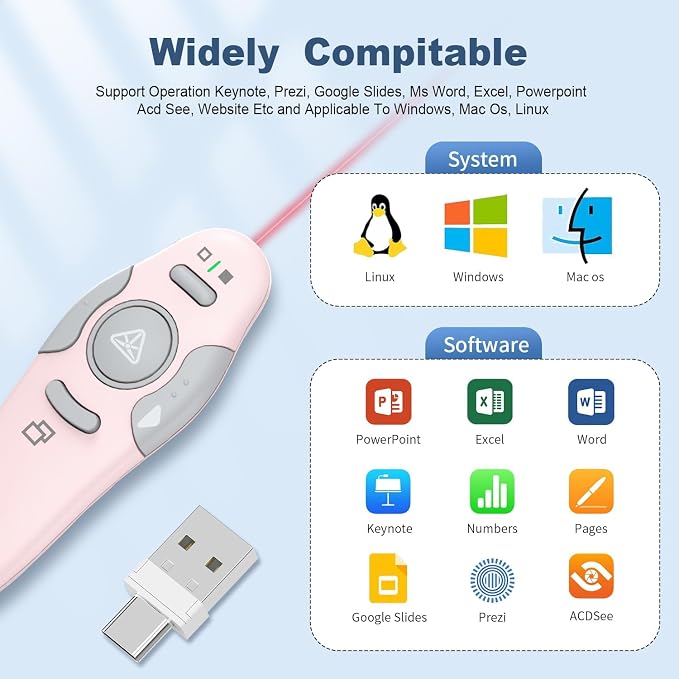 QUI Presentation Clicker Wireless Presenter Remote Clicker