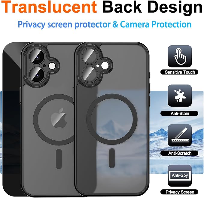 for iPhone 17 Case with Privacy Screen Protector and Camera Protection