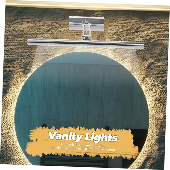 Silver LED Bathroom Mirror Light Fixture Waterproof Anti-Fog Wall Lamp for Vanity Modern Design Dimmable Function for Makeup and Bathroom Decor