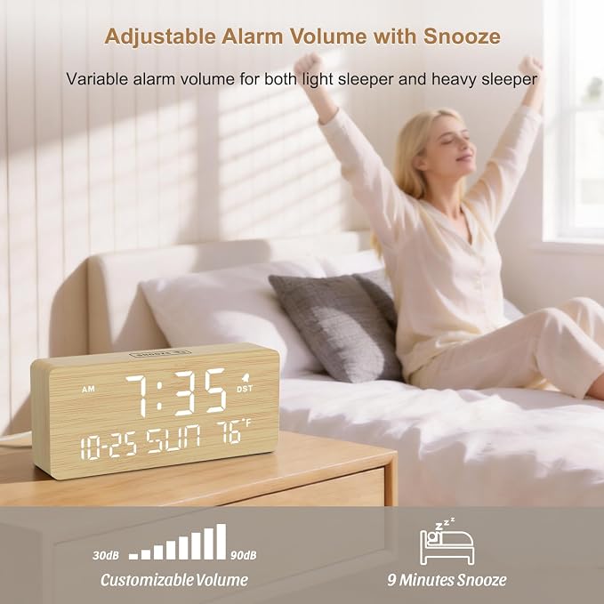 DreamSky Wooden Digital Alarm Clocks