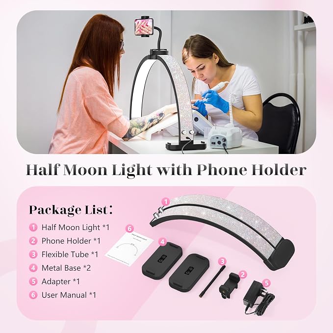 Half Moon Manicure Table Light: 31-inch Half Moon Light