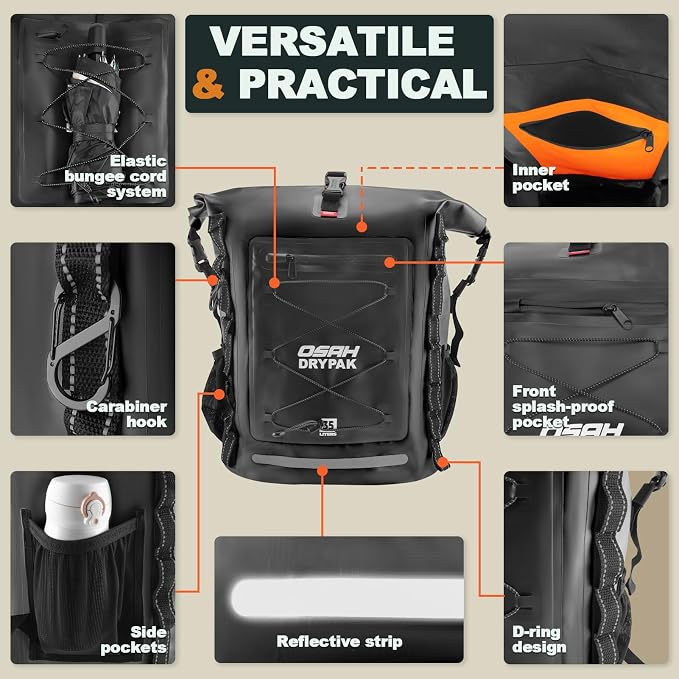 OSAH DRYPAK Waterproof Backpack Dry Bag 35L/55L/85L – Heavy Duty Roll-Top
