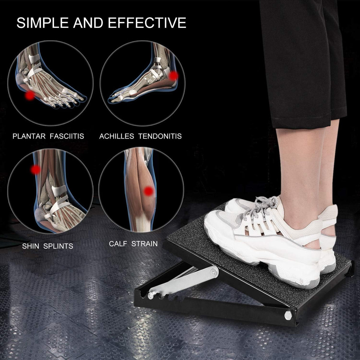 Professional Steel Calf Stretcher - Adjustable Ankle Incline Board with Non-Slip Surface | 16" x 14", 500 LB Capacity