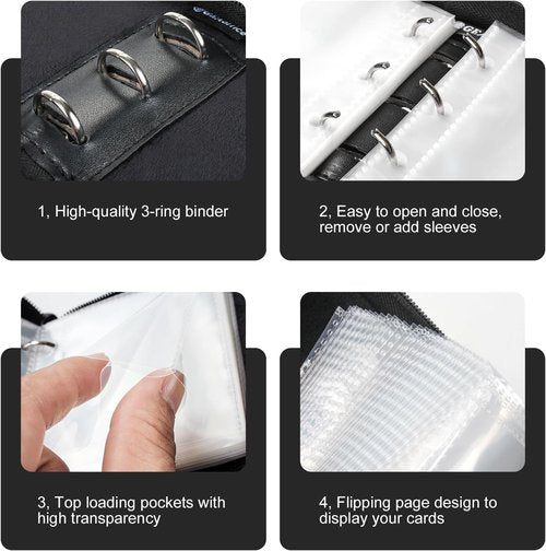 GEAoffice Mini Card Binder - Lightweight 1 Pocket Album for 80 TCG, MTG & Sports Cards | Black