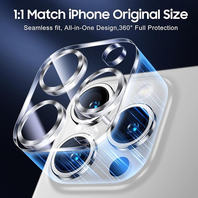 UniqueMe Compatible for 3 Pack iPhone 15 Pro/iPhone 15 Pro Max Camera Lens