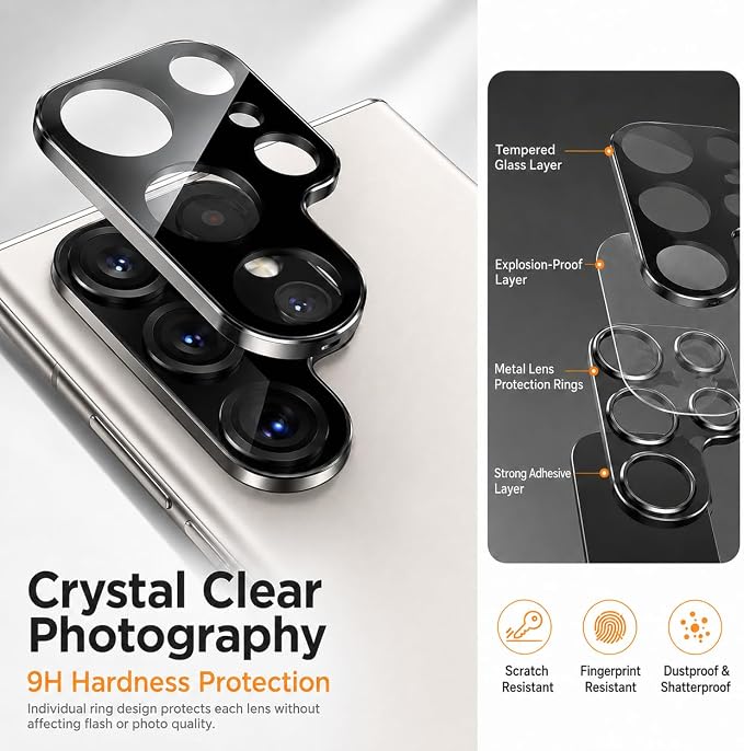2 Pack for Galaxy S22 Ultra Privacy Screen Protector, 2 Pack Camera Protector